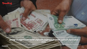 سعر الدينار الجزائري مقابل اليورو اليوم بالسكوار: قائمة محدثة ليوم 22 نوفمبر 2025