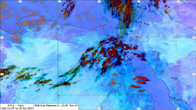 تكاثر السحب الرعدية وتساقط الأمطار على مناطق متعددة في 2025