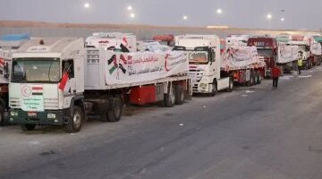 القافلة رقم 101 مساعدات إنسانية جديدة تعبر الحدود إلى أهالي