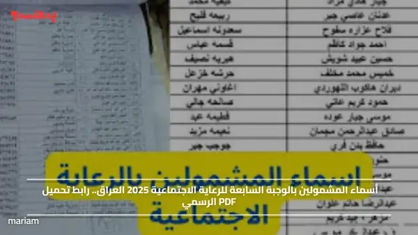 أسماء المشمولين بالوجبة السابعة للرعاية الاجتماعية 2025 العراق.. رابط تحميل PDF الرسمي