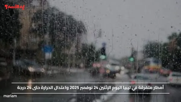 أمطار متفرقة في ليبيا اليوم الإثنين 24 نوفمبر 2025 واعتدال الحرارة حتى 24 درجة