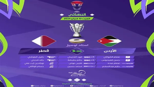 القنوات الناقلة لمباراة مصر والأردن في كأس العرب 2025 وتفاصيل البث التلفزيوني