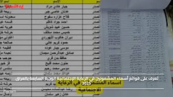 تعرف على قوائم أسماء المشمولين في الرعاية الإجتماعية الوجبة السابعة بالعراق 2025