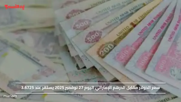 سعر الدولار مقابل الدرهم الإماراتي اليوم 27 نوفمبر 2025 يستقر عند 3.6725
