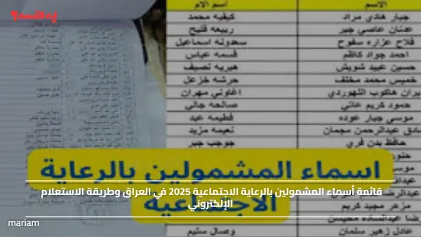 قائمة أسماء المشمولين بالرعاية الاجتماعية 2025 في العراق وطريقة الاستعلام الإلكتروني