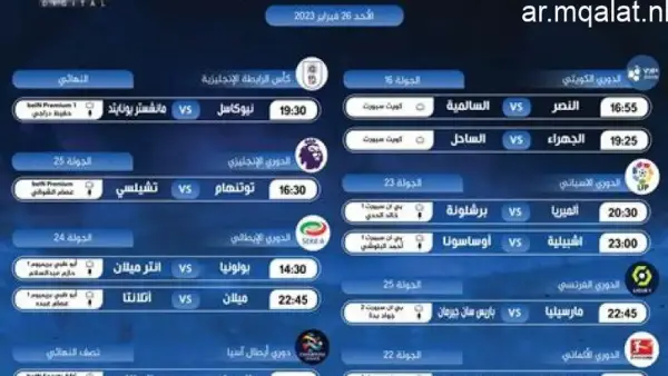 مواعيد مباريات الإثنين 15 ديسمبر 2025 والقنوات الناقلة لمتابعة المباريات بدقة