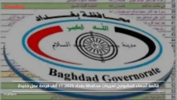 قائمة أسماء المقبولين تعيينات محافظة بغداد 2025.. 11 ألف فرصة عمل جديدة