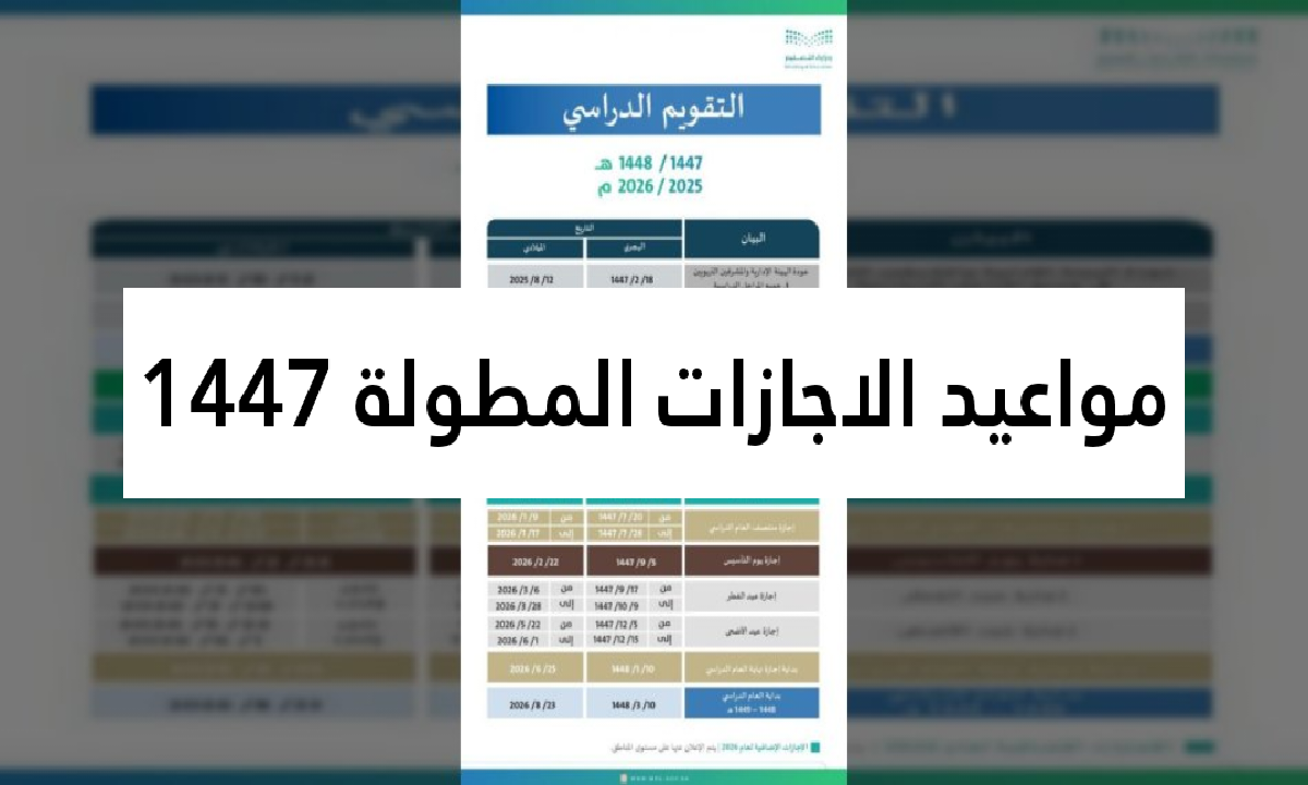 4 إجازات مطولة تنتظر الطلاب والموظفين عام 1447.. التقويم الدراسي الجديد يحسم مواعيدها