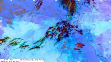 تكاثر السحب الرعدية وتساقط الأمطار على مناطق متعددة في 2025